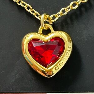 Coach Gold Necklace with Red Heart Pendant